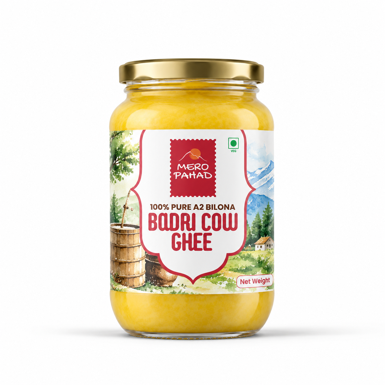 Badri Cow Ghee Product Jar Mero Pahad A2 Bilona Badri Cow Ghee – 1000ml - Image 1